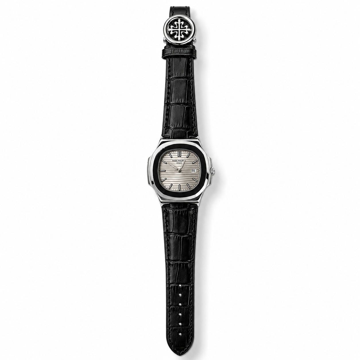 Timora Nautilus Silver-Grey Leather (Patek Philippe Inspired)