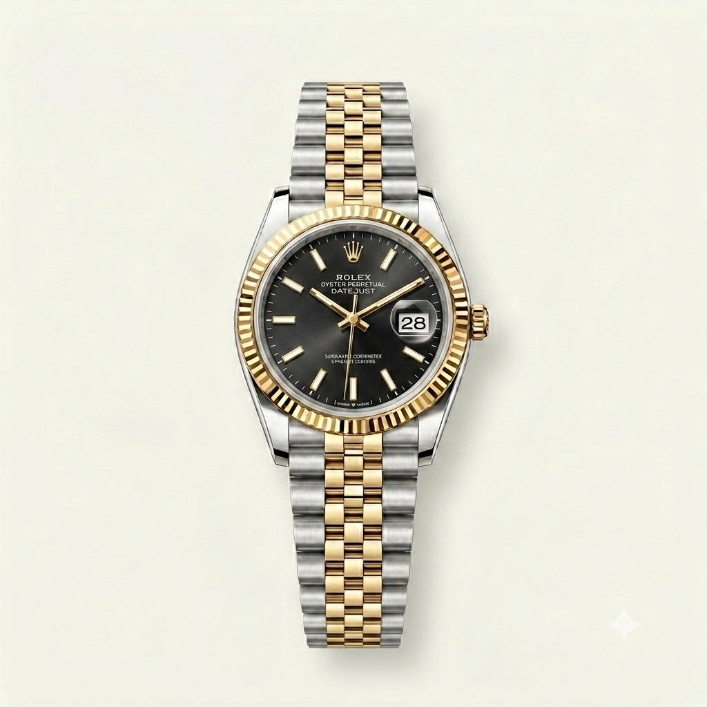 Timora Datejust Two-Tone Gold – Luxury Black Dial Edition