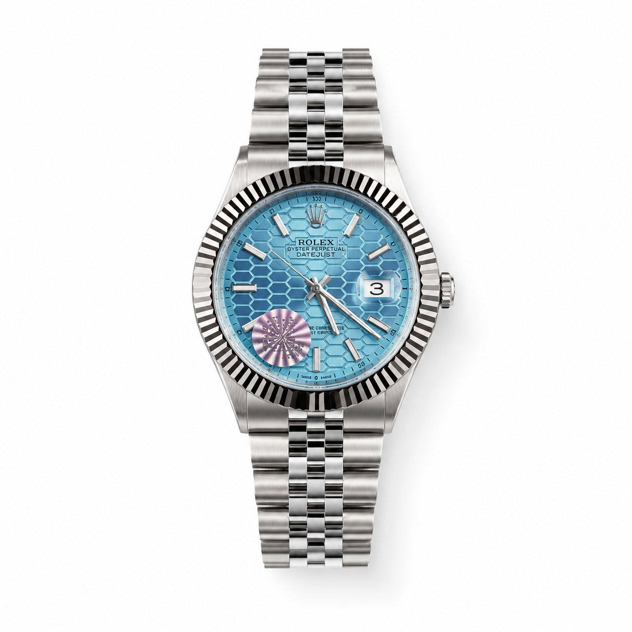 Luxury Ice Blue Patterned Watch – Premium Stainless Steel Strap