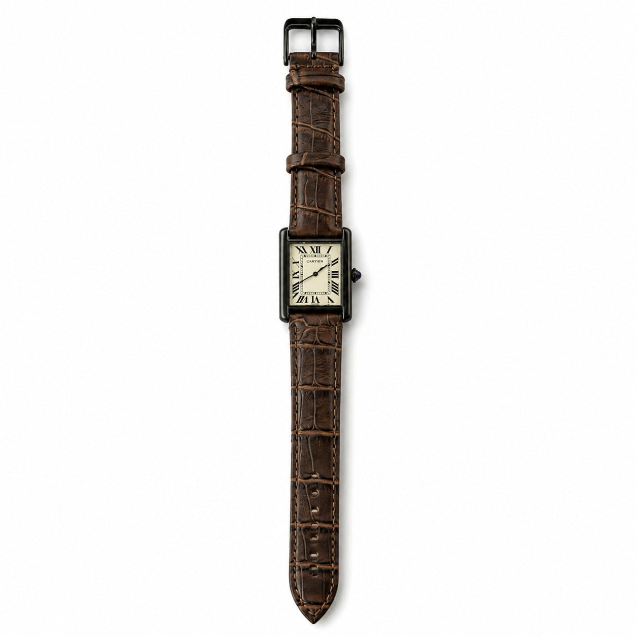 Premium Rectangular Roman Numeral Watch – High-Grade Brown Leather Strap