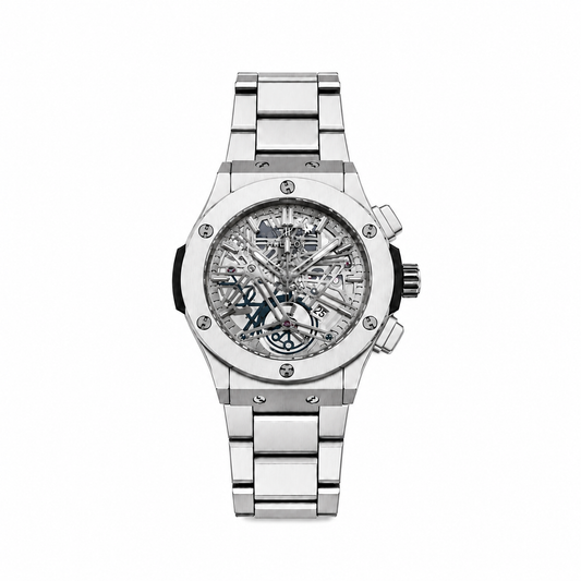 Silver Skeleton Stainless Steel Men's Watch – Premium Metal Bracelet