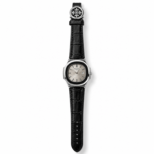 Timora Nautilus Silver-Grey Leather (Patek Philippe Inspired)