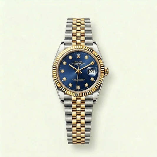Timora Datejust Two-Tone Gold – Royal Blue Diamond Edition
