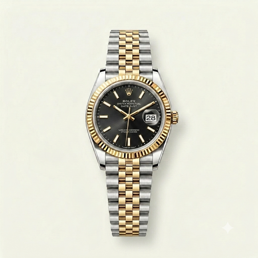 Timora Datejust Two-Tone Gold – Luxury Black Dial Edition
