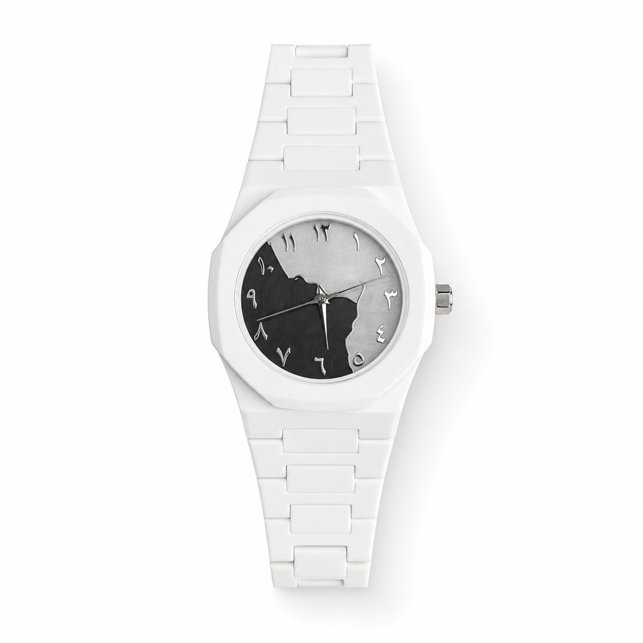 Modern Arabic Dial White Octagon Watch – Lightweight Matte Strap