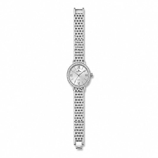 Silver Ladies Watch – Diamond Bezel & Chain Bracelet